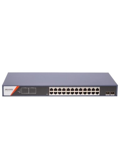 26 prievadų, 24 PoE prievadų komutatorius Hikvision DS-3E1526P-SI-24P2F