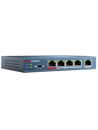4 prievadų, 4 PoE komutatorius Hikvision DS-3E0105P-E