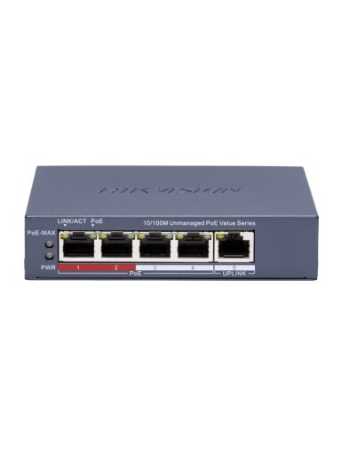 5 prievadų, 4 PoE komutatorius Hikvision DS-3E0105P-E/M(C)