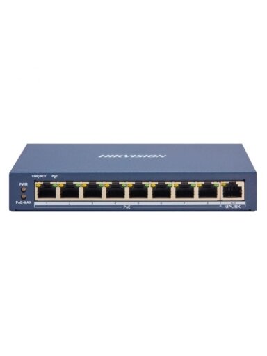9 prievadų, 8 PoE prievadų komutatorius Hikvision DS-3E1309P-EI 9 prievadų, 8 PoE prievadų komutatorius Hikvision DS-3E1309P-EI