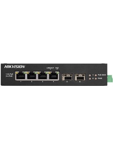 Hikvision 6 prievadų komutatorius DS-3T0506HP-E/HS Hikvision 6 prievadų komutatorius DS-3T0506HP-E/HS