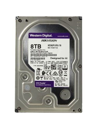 Kietas diskas WD Purple WD82PURX-78 Hikvision Surveillance 8 TB